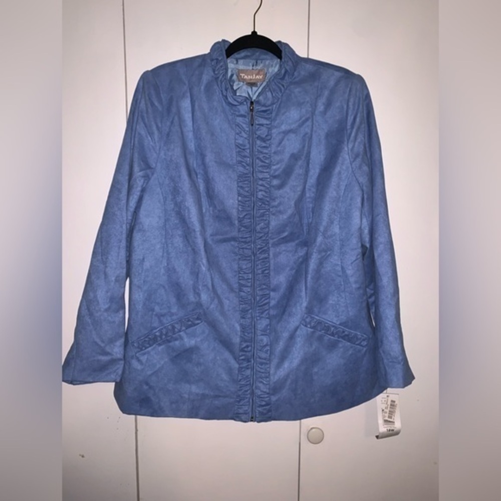 TanJay women’s light blue faux suede jacket